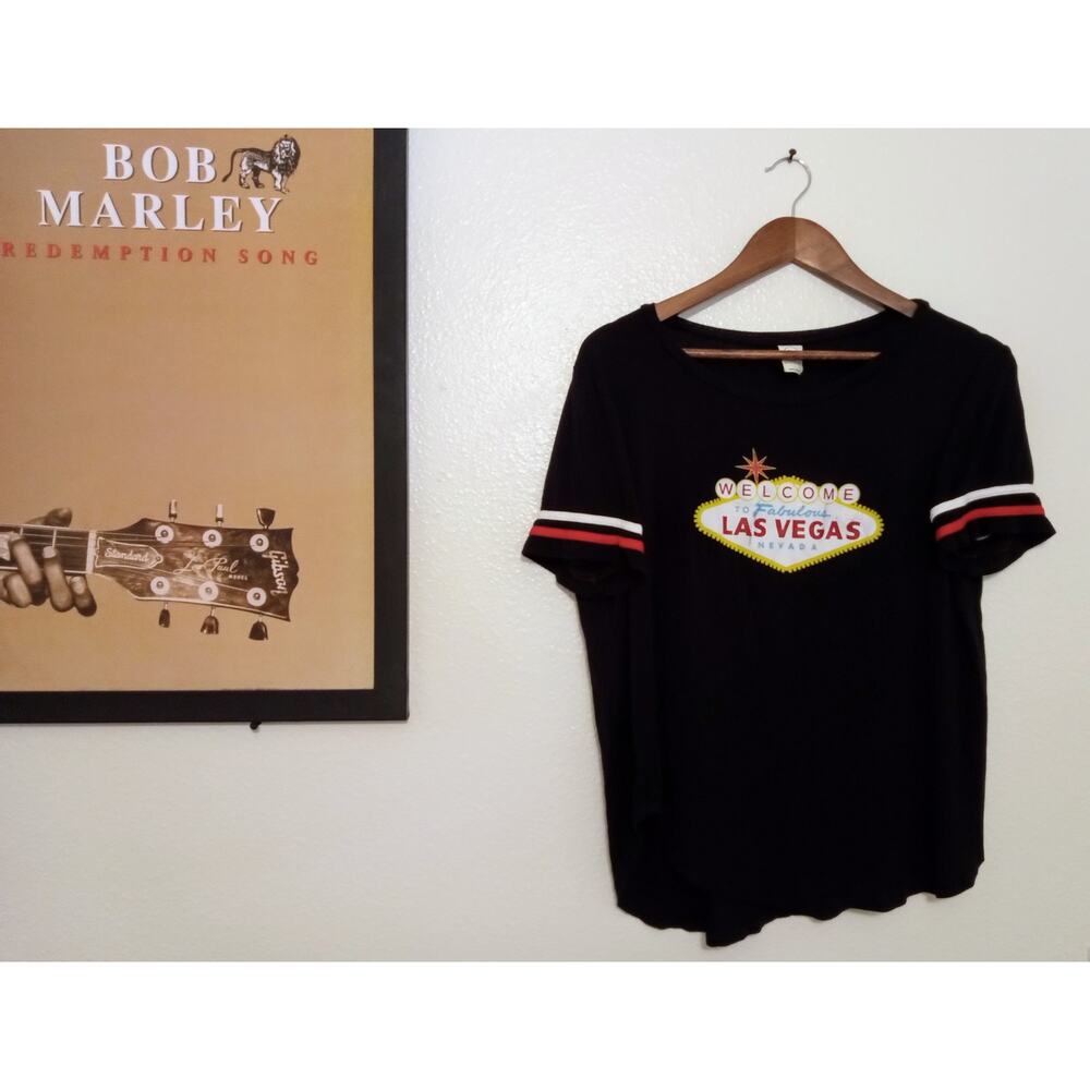 VTG Welcome to Fabulous Las Vegas Nevada Womens Graphic Tee Retro Atomic SZ L